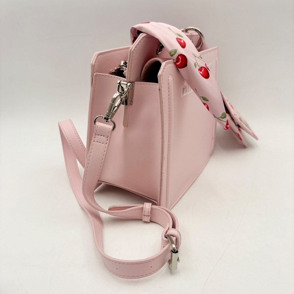 Steve Madden Bevelyn Pink Crossbody Bag Cherry Scarf Handle & Card Holder - Picture 4 of 15